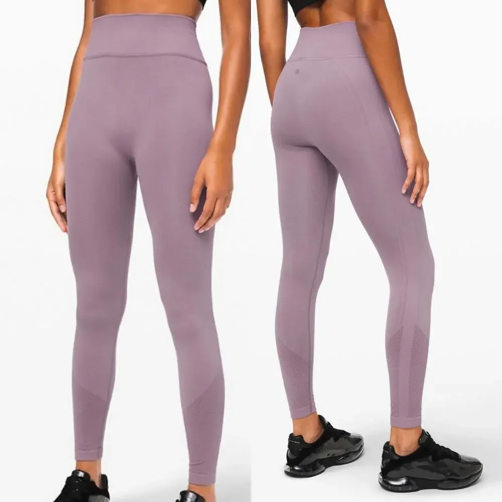 Lululemon Ebb to Street Tight Frosted Mulberry Leggings 8 High Rise Athleisure
